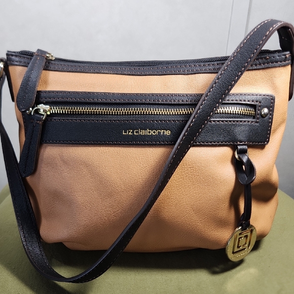 Liz Claiborne Tan and Black Crossbody Bag - Picture 1 of 6